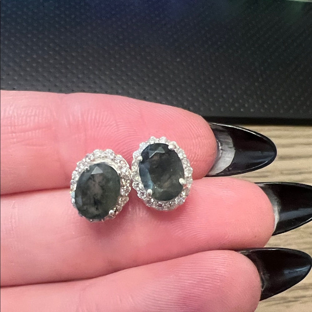 Sterling Silver Moss Agate Earrings
